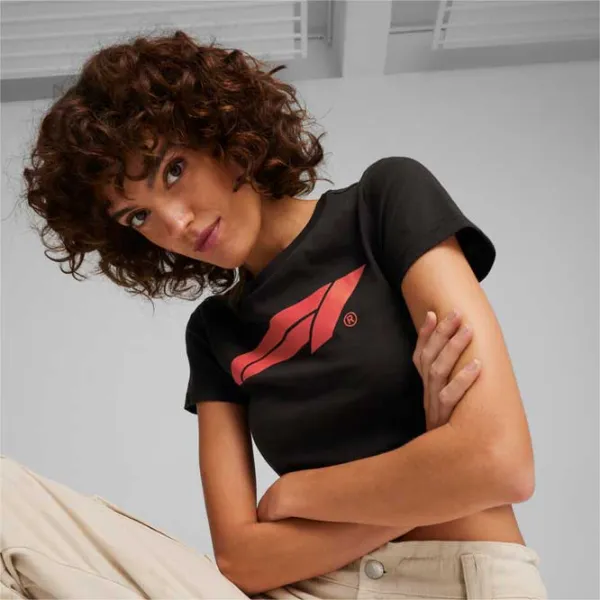 Футболка для женщин Puma F1 Ess Cropped Logo Tee Wns 100% хлопок/ Черный photo 3