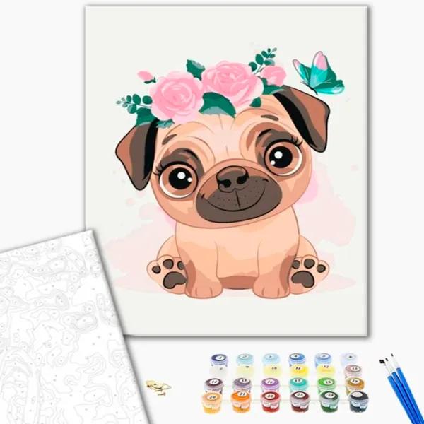 Картина по номерам BrushMe Милый мопс 40 x 30 cm/ Вертикальная photo 2