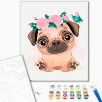 Картина по номерам BrushMe Милый мопс 40 x 30 cm/ Вертикальная photo 2