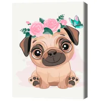 Картина по номерам BrushMe Милый мопс 40 x 30 cm/ Вертикальная photo 3