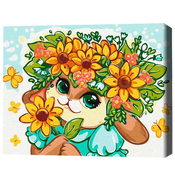 Картина по номерам BrushMe Цветочный зайчик 40 x 30 cm/ Горизонтальная photo 3