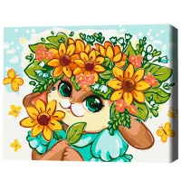 Картина по номерам BrushMe Цветочный зайчик 40 x 30 cm/ Горизонтальная photo 3