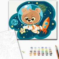 Картина по номерам BrushMe Космический медвежонок 40 x 30 cm/ Горизонтальная photo 2