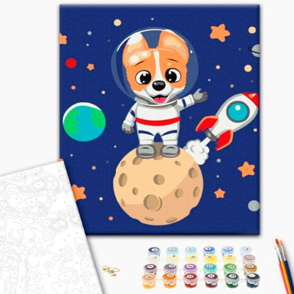 Pictură pe numere BrushMe Corgi în spațiu 40 x 30 cm/ Verticală photo 2