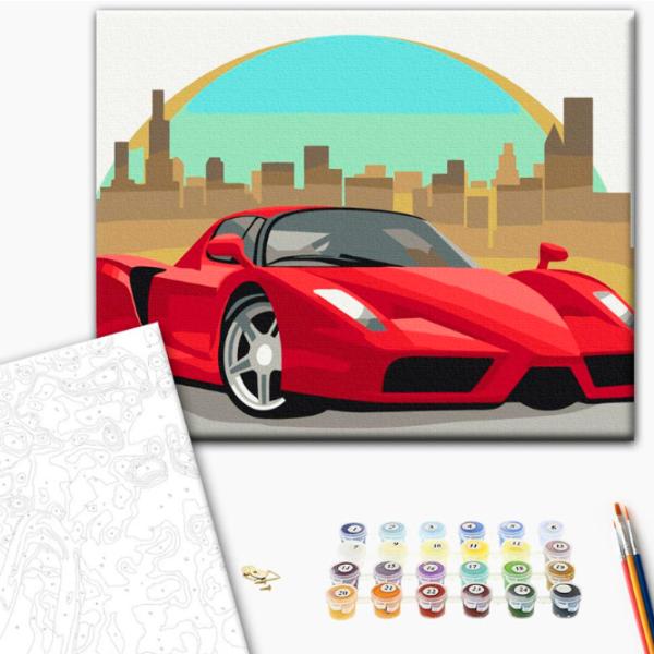 Картина по номерам BrushMe Красная машина 40 x 30 cm/ Горизонтальная photo 2