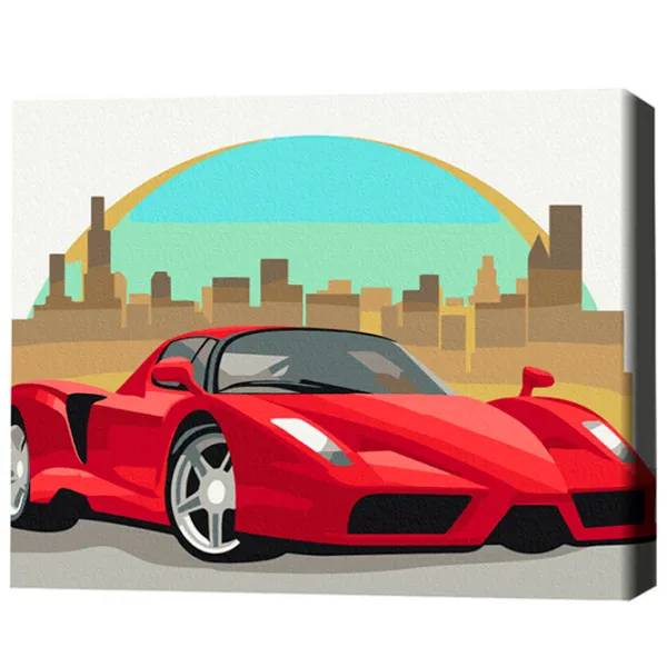 Картина по номерам BrushMe Красная машина 40 x 30 cm/ Горизонтальная photo 3