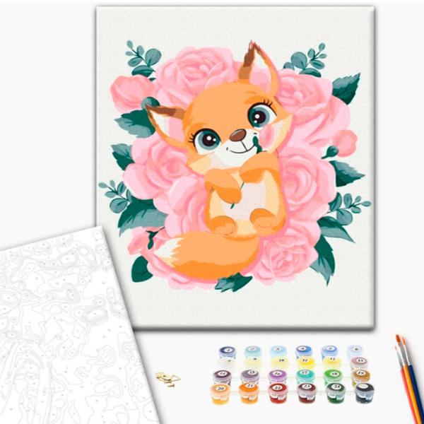 Картина по номерам BrushMe Лисичка в цветах 40 x 30 cm/ Вертикальная photo 2
