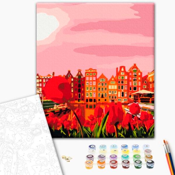Pictură pe numere BrushMe Culorile cărămizii ale Amsterdamului 40 x 30 cm/ Verticală photo 2