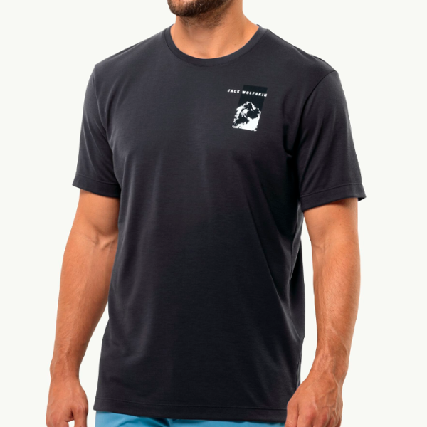 Tricou pentru bărbați Jack Wolfskin Vonnan S/ S Graphic T M 100% poliester/ Phantom photo 3