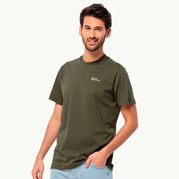 Tricou pentru bărbați Jack Wolfskin Essential T M 100% bumbac/ Island moos photo 2