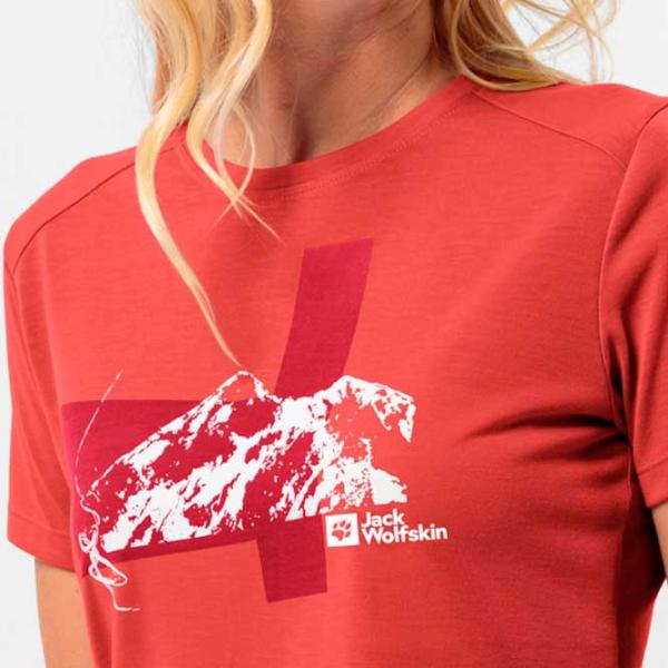 Tricou pentru femei Jack Wolfskin Vonnan S|S Graphic T W 100% poliester/ Red photo 4