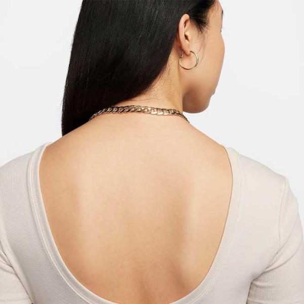 Tricou pentru femei Nike Nsw Nk Chll Knt Mrib Ss Top 100% bumbac/ Beige photo 4