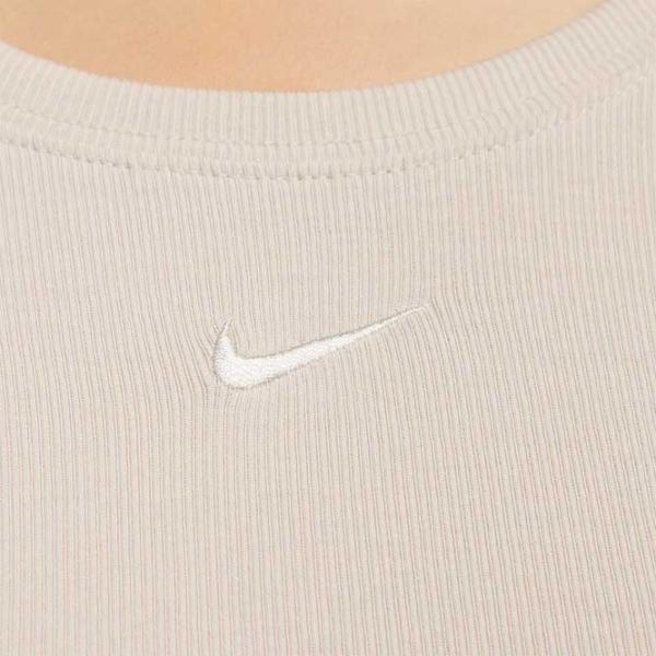 Tricou pentru femei Nike Nsw Nk Chll Knt Mrib Ss Top 100% bumbac/ Beige photo 3