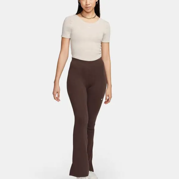 Tricou pentru femei Nike Nsw Nk Chll Knt Mrib Ss Top 100% bumbac/ Beige photo 5