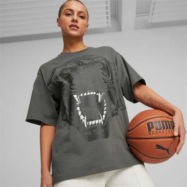 Tricou pentru femei Puma Game Love Cat Tee Mineral 100% bumbac/ Gray photo 3