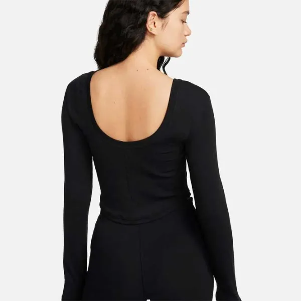 Tricou pentru femei Nike Nsw Nk Chll Knt Mrib Ls Top 9% elastan/ Black photo 2