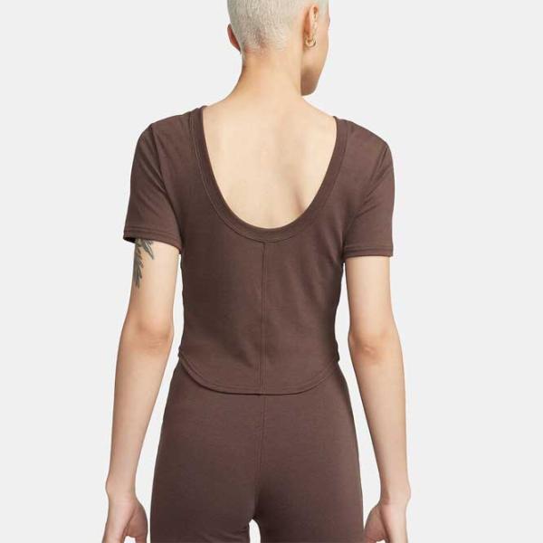 Футболка для женщин Nike Nsw Nk Chll Knt Mrib Ss Top 100% хлопок/ Коричневый photo 2