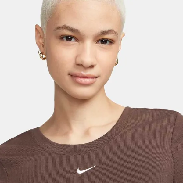 Футболка для женщин Nike Nsw Nk Chll Knt Mrib Ss Top 100% хлопок/ Коричневый photo 4