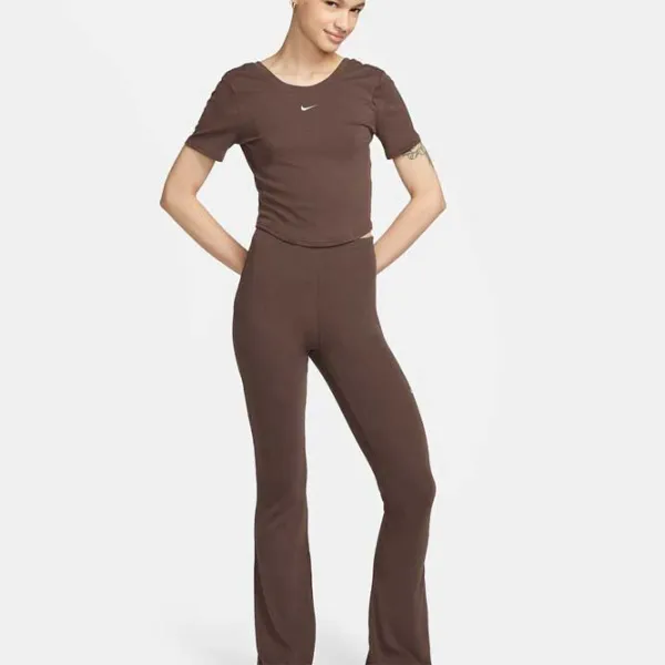 Футболка для женщин Nike Nsw Nk Chll Knt Mrib Ss Top 100% хлопок/ Коричневый photo 3