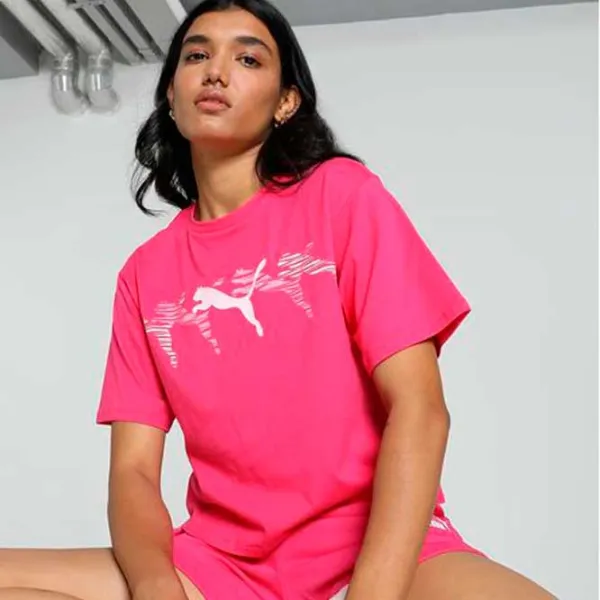 Футболка для женщин Puma Ess+ Logo Lab Relaxed Tee Garnet Хлопок/ Розовый photo 3