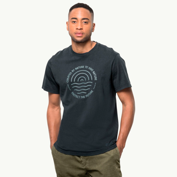 Tricou pentru bărbați Jack Wolfskin Nature T M 100% bumbac/ Phantom photo 2