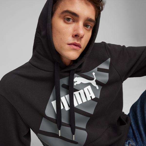 Hanorac pentru bărbați Puma Power Graphic Hoodie Tr Drept/ Black photo 6