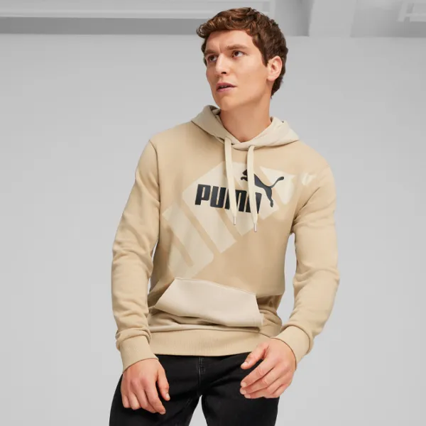 Hanorac pentru bărbați Puma Power Graphic Hoodie Tr Drept/ Beige photo 3