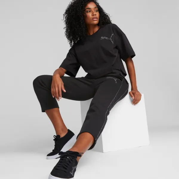Pantaloni spotivi pentru femei Puma Swarovski Crystals T7 High Waist Pants L/ Black photo 3