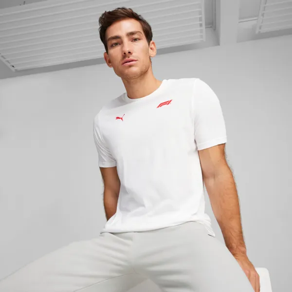 Tricou pentru bărbați Puma F1 Ess Tonal Logo Tee 100% bumbac/ White photo 3