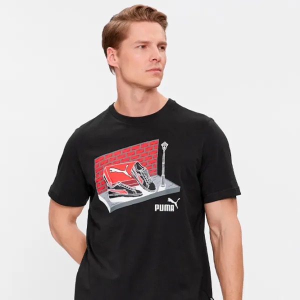Tricou pentru bărbați Puma Graphics Sneaker Box Tee 100% bumbac/ Black photo 3