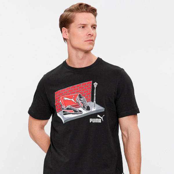 Tricou pentru bărbați Puma Graphics Sneaker Box Tee 100% bumbac/ Black photo 3