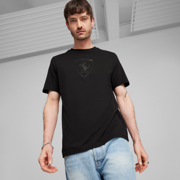 Футболка для мужчин Puma Ferrari Race Big Shield Tee Tonal 100% хлопок/ Черный photo 3