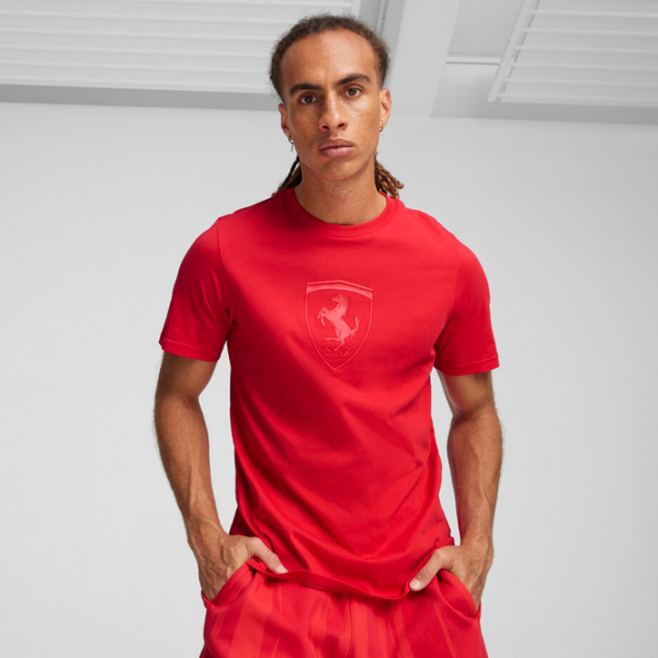 Футболка для мужчин Puma Ferrari Race Big Shield Tee Tonal 100% хлопок/ Красный photo 3