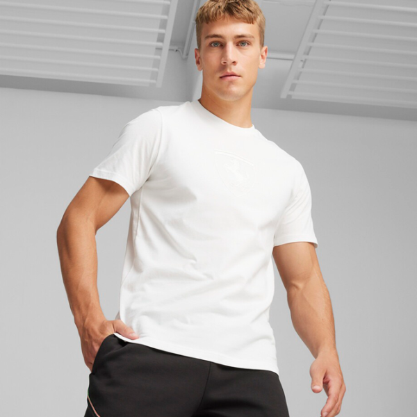 Футболка для мужчин Puma Ferrari Race Big Shield Tee Tonal 100% хлопок/ Белый photo 3