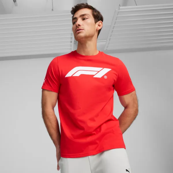 Tricou pentru bărbați Puma F1 Ess Logo Tee 100% bumbac / Red photo 3