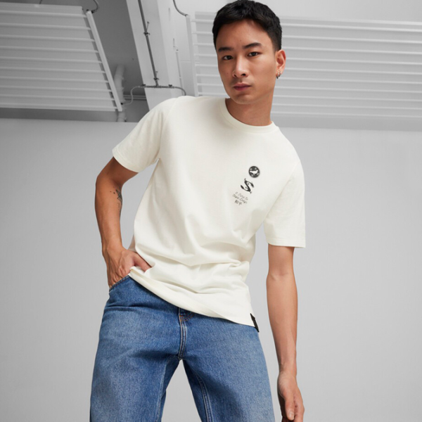 Tricou pentru bărbați Puma X Staple Graphic Tee 100% bumbac/ Warm White photo 3