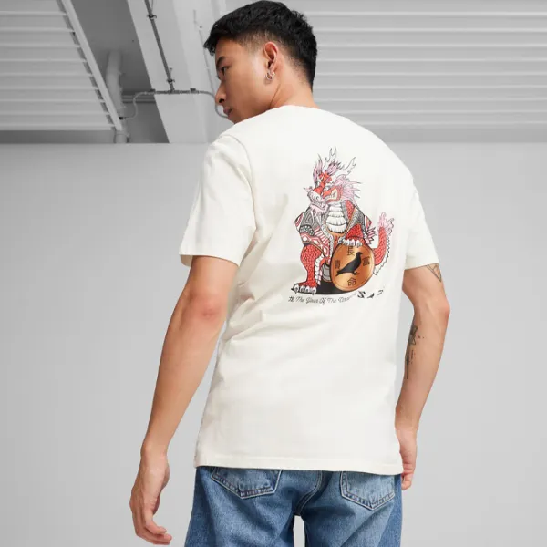 Tricou pentru bărbați Puma X Staple Graphic Tee 100% bumbac/ Warm White photo 4