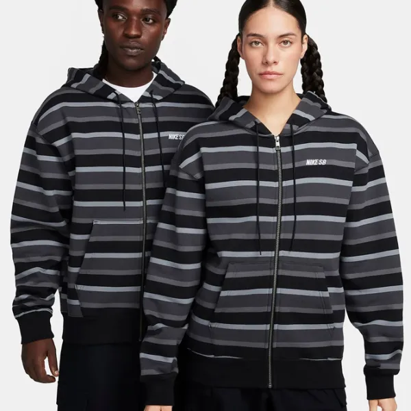 Hanorac pentru bărbați Nike Sb Flc Fz Stripes Drept/ Gray photo 3