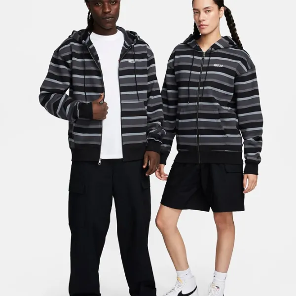 Hanorac pentru bărbați Nike Sb Flc Fz Stripes Drept/ Gray photo 5