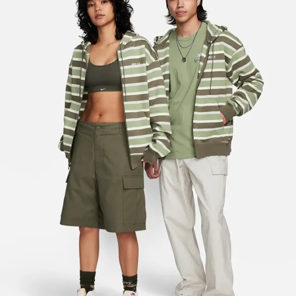 Hanorac pentru bărbați Nike Sb Flc Fz Stripes Drept/ Green photo 4