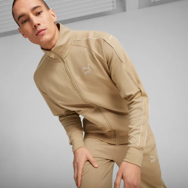 Hanorac pentru bărbați Puma T7 Track Jacket Dk Drept/ Beige photo 3