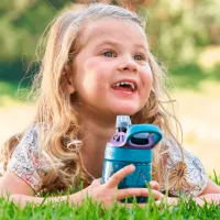 Sticluță cu pai Contigo Junip Unicorns 420 ml 12 luni/ Silicon/ Blue photo 4