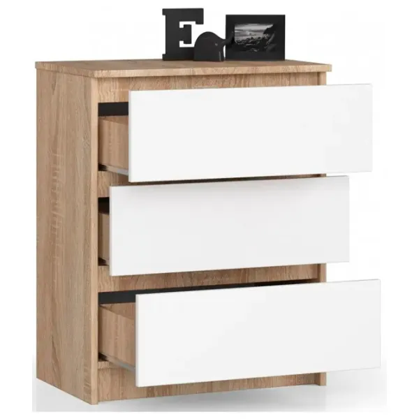 Comodă Akord K60 3SZ 77 x 60 x 40/ LPAL/ Alb photo 2 Comodă Akord K60 3SZ 77 x 60 x 40/ LPAL/ Alb photo 2