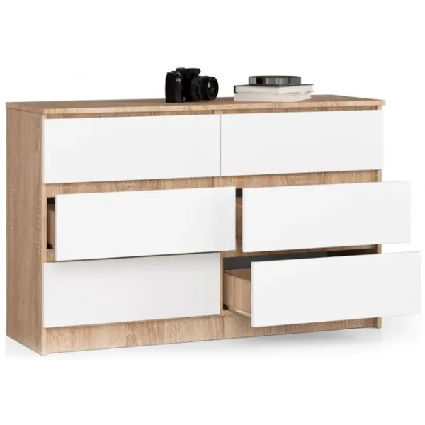 Comodă Akord K120 6SZ 77 x 120 x 40/ LPAL/ Alb photo 2