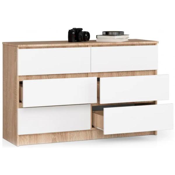 Comodă Akord K120 6SZ 77 x 120 x 40/ LPAL/ Alb photo 2