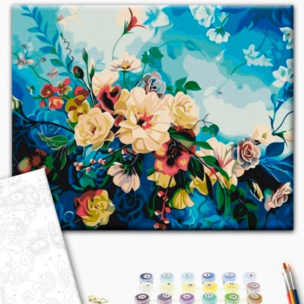 Картина по номерам BrushMe Голубые цветы 50 x 40 см/ Горизонтальная photo 2