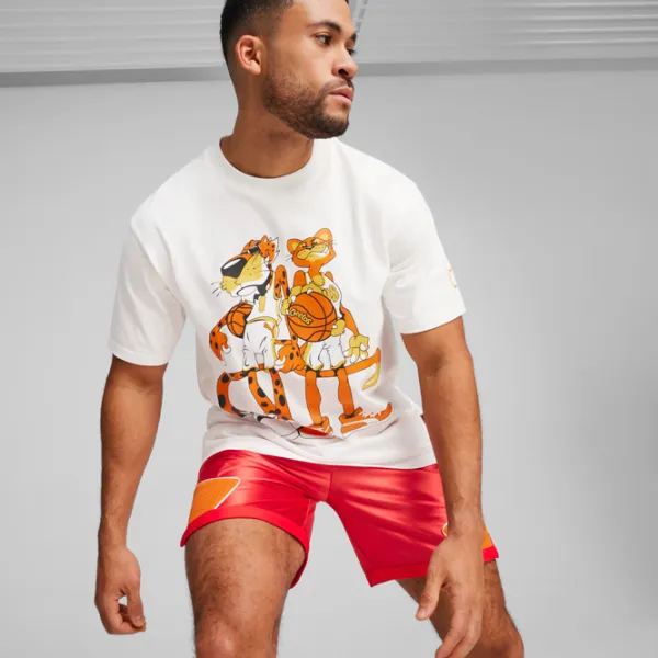 Tricou pentru bărbați Puma Hoops X Cheetos Tee 100% bumbac/ White photo 3