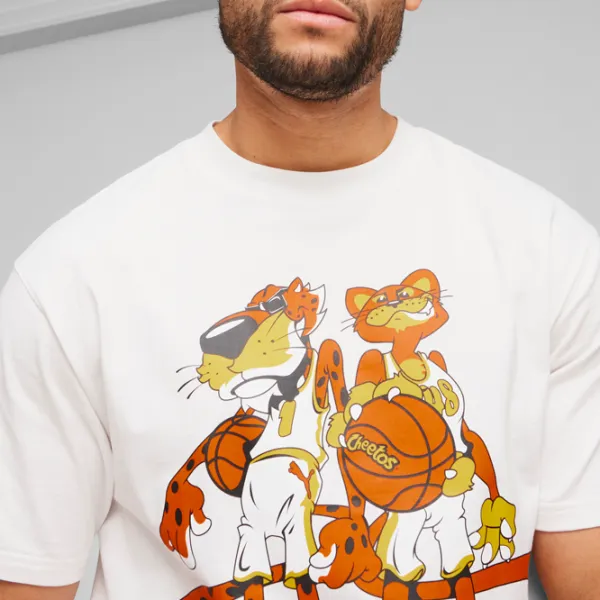 Tricou pentru bărbați Puma Hoops X Cheetos Tee 100% bumbac/ White photo 4