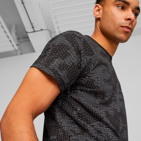 Tricou pentru bărbați Puma Evostripe Aop Tee 65% poliester , 35% viscoză/ Black photo 4