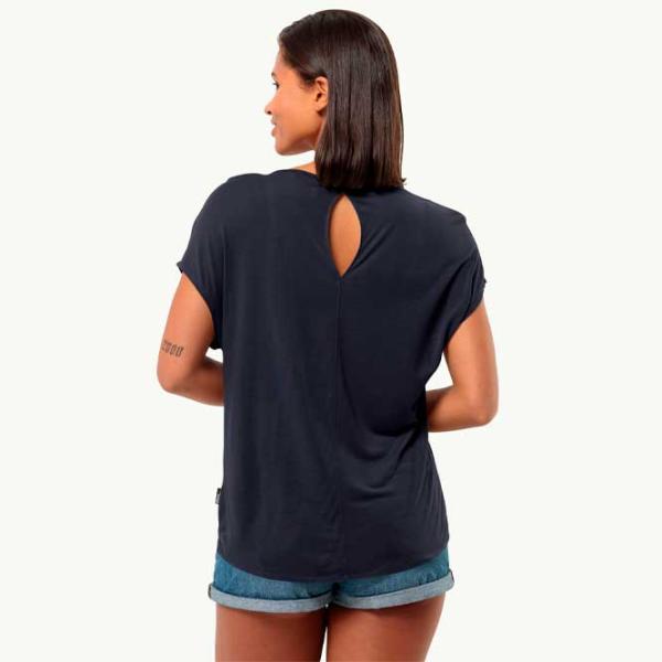 Tricou pentru femei Jack Wolfskin Mola T W 100% bumbac/ Navy photo 2